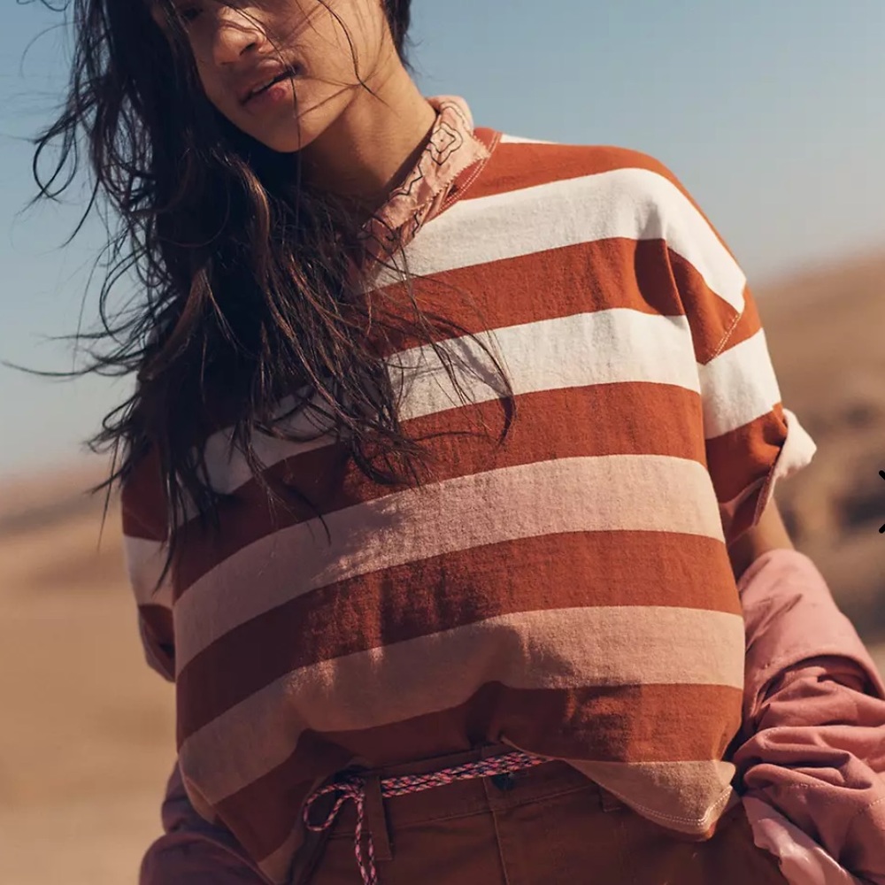 Madewell Dip-Dye Oversized Tee in Groton Stripe